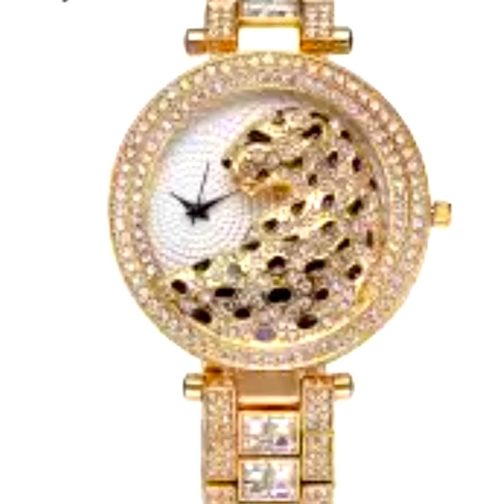 NEW Leopard Cheetah Big Cat 18K Yellow Gold Plated Ladies Quartz Watch